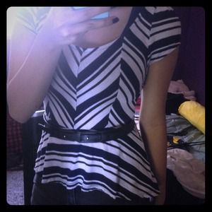 Blue and black peplum