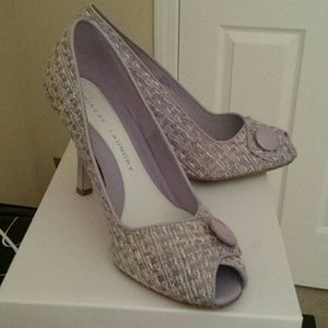 Lavendar tweed peep toe pumps