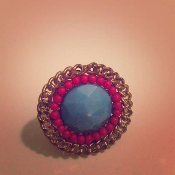 Cute gold, blue, and pink ring
