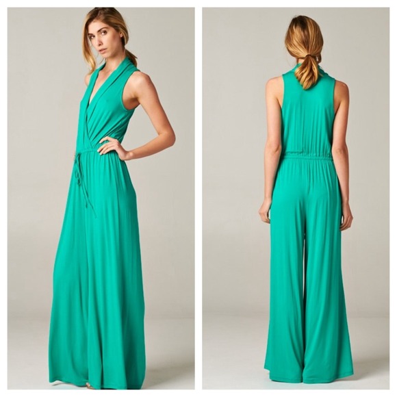 Pants & Jumpsuits Kelly Green Navy Heather Green Jumpsuit Sml Poshmark