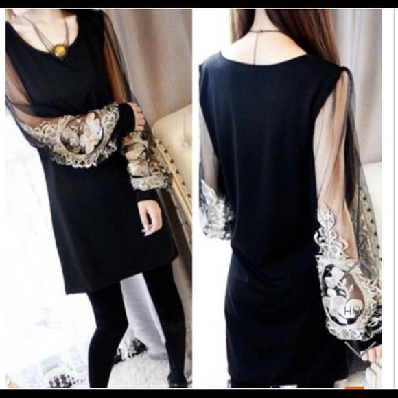 Unique Dress with gorgeous see through sleeves
