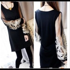 Unique Dress with gorgeous see through sleeves