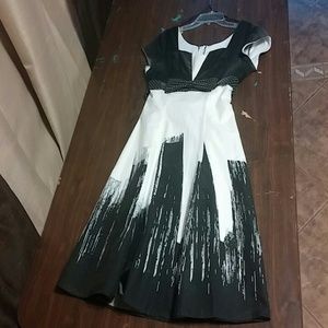 Knee length formal black and white dress