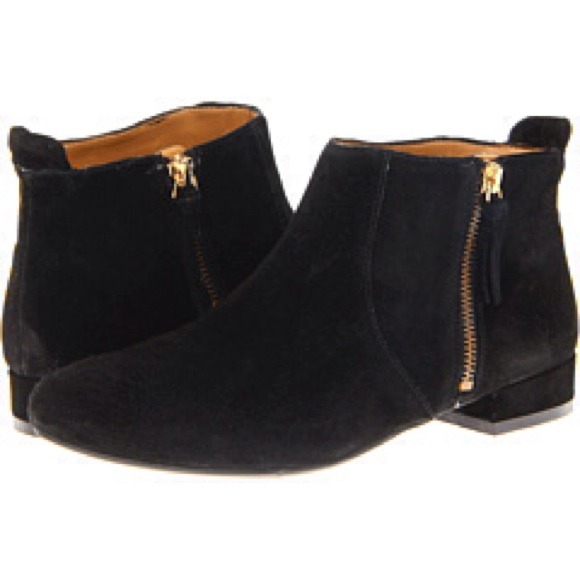 Black Suede Zipper Ankle Bootie Retailed $109