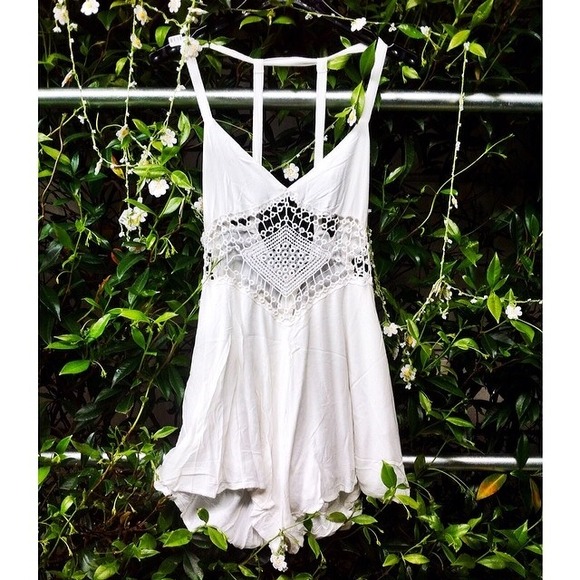 White LF crochet romper