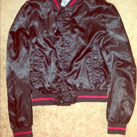 Adorable silk racer jacket!