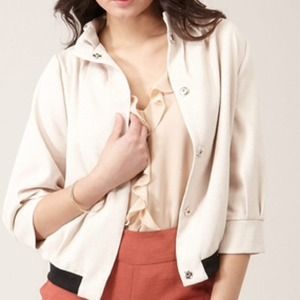 Isabel Lu Woven Ruffle Collar Jacket
