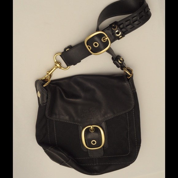 Coach Black Handbag with Gold Buckle