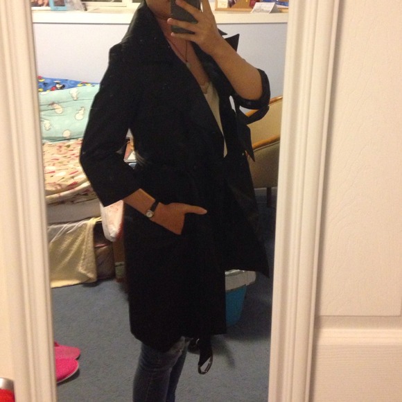 bebe Black Trench Coat - Picture 4 of 4