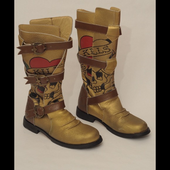 Ed Hardy Gold Boots