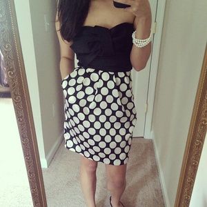 Black and white polka dot dress bow on top