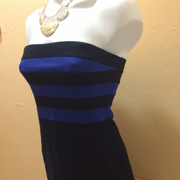 Small black and electric blue dress.