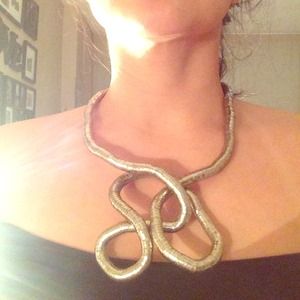 Silver metal necklace-bracelet