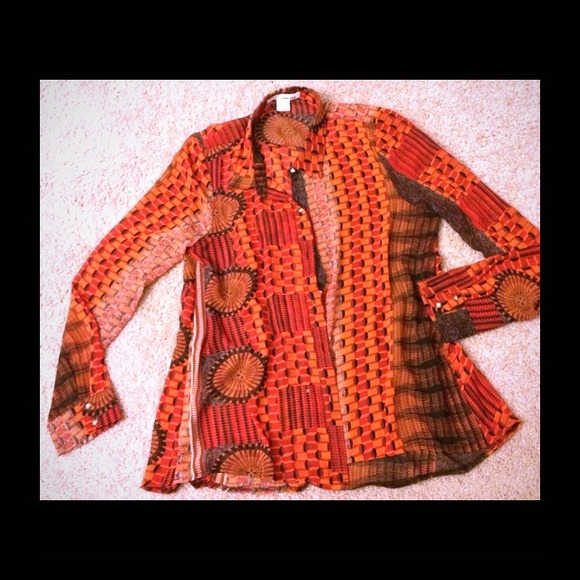 Orange patterned long sleeve