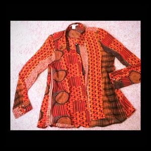 Orange patterned long sleeve