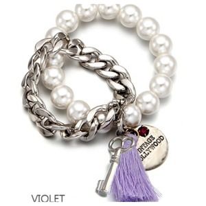 Violet Tassel Chain & Pearl Necklace