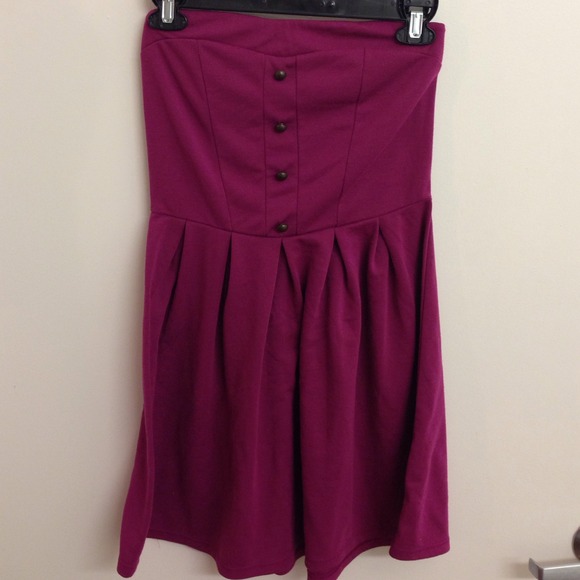 Berry stretchy low-cut dress.
