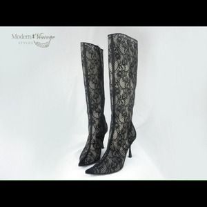 *SOLD*Blk Lace Boots Casadei Designer  Size 5.5
