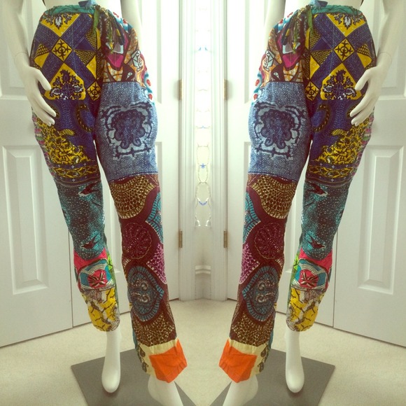 Afro Ethnic Drawstring Patchwork Pants