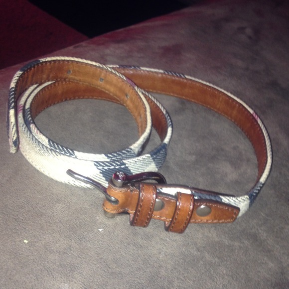 Burberry check leather belt