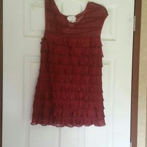 Red ruffle top