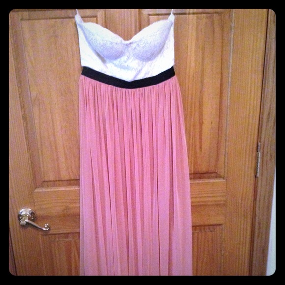 Chevron and lace maxi dress