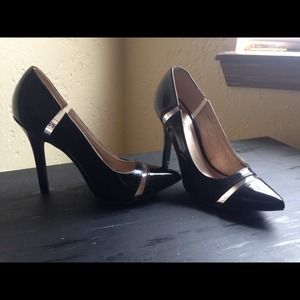 Black Patent Stilettos With Clear Cut Outs