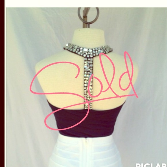 Navy jewel T-Back top