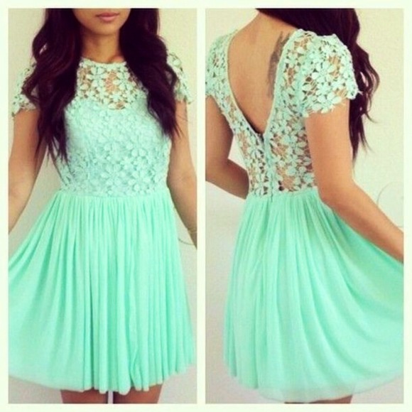 Dresses & Skirts - Mint Green Crochet Dress
