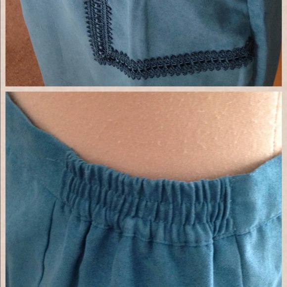 🌝SALE LN-Beautiful turquoise faux sued skirt - Picture 3 of 4