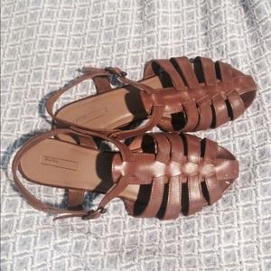 BDG BROWN VEGAN LEATHER SANDALS