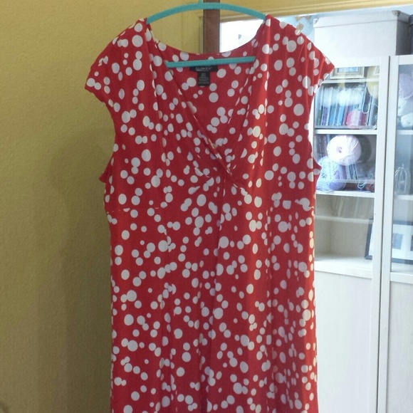 Red and white polkadot dress