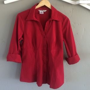 GIFTED - Red 3/4 Sleeve Button Up