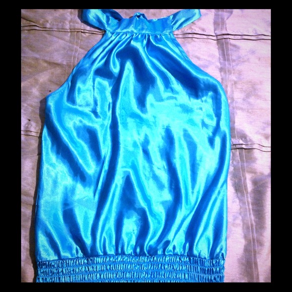 SOLD!!! Satin halter top open back Sz Large - Picture 1 of 2