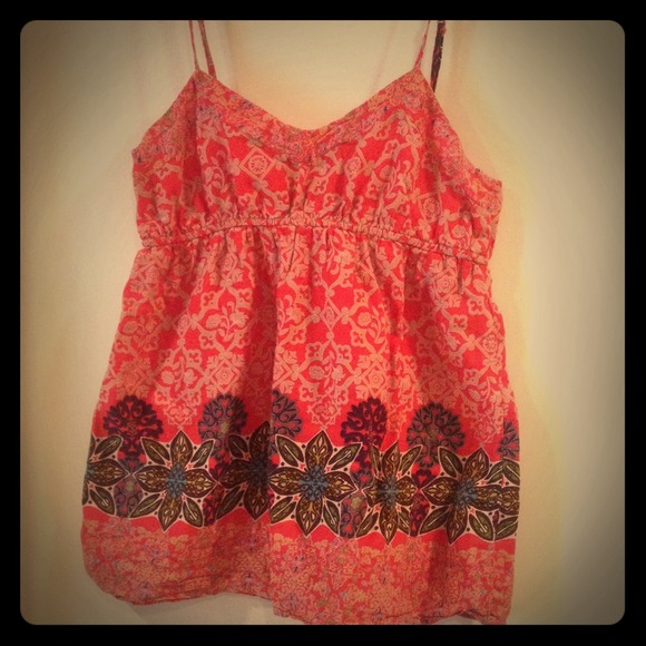 Pretty Tribal Print Adjustable Spaghetti Strap Shirt Size Small Forever 21 - Picture 1 of 3