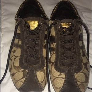 💯 Authentic Coach signature brown sneakers