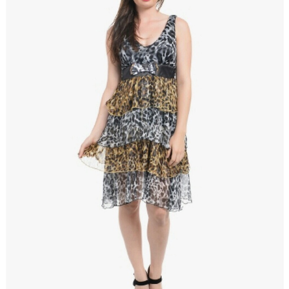 Leopard print medium length dress