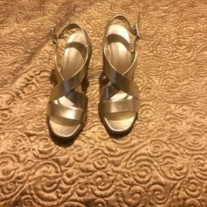 Gold sandals bundle with gold bag for discount!