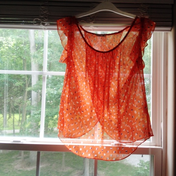 Sheer Orange Top w/ Open Back - Picture 2 of 3