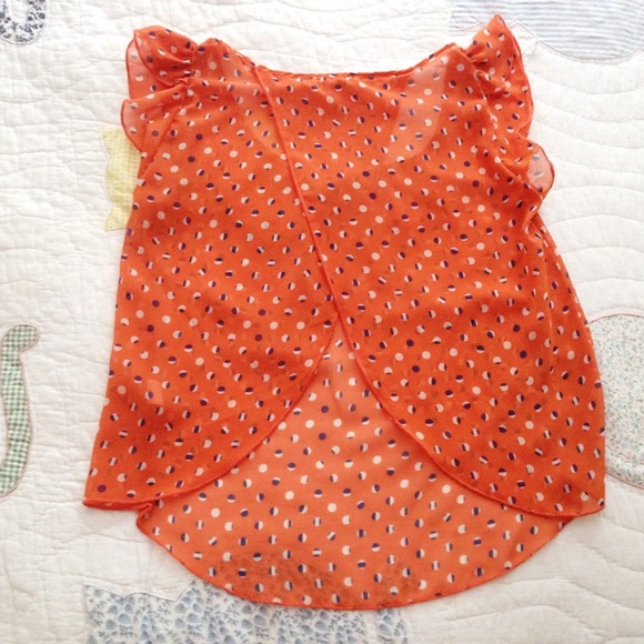 Sheer Orange Top w/ Open Back - Picture 3 of 3
