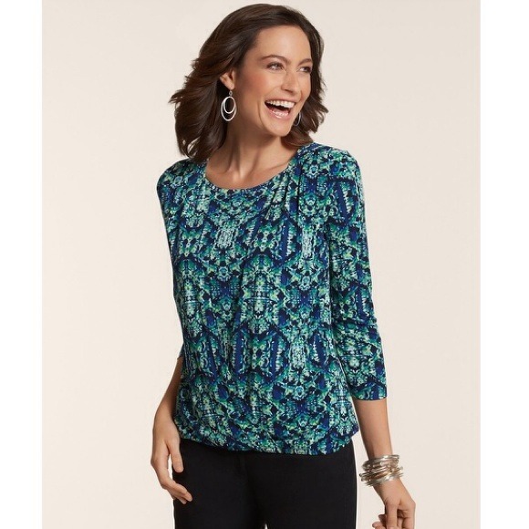 Chico's Pixel Geo Surplice Top - Picture 1 of 2