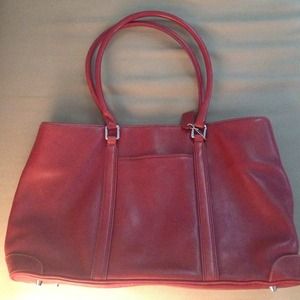 Red leather Coach Tote