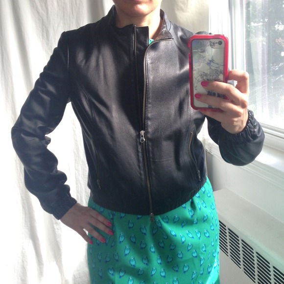 Perfect Black Leather Bomber Jacket