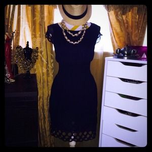 Bar III dress beautiful silk chiffon navy dress