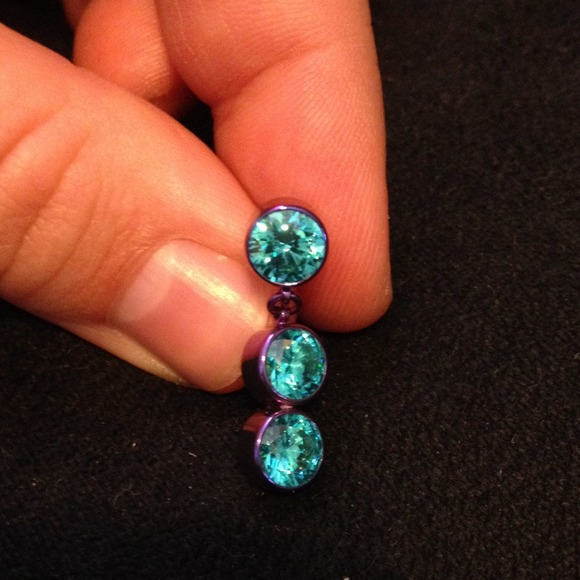 Purple and blue titanium belly button ring.