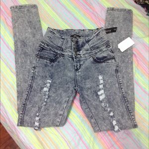 Acid High Waist Skinny Jeans