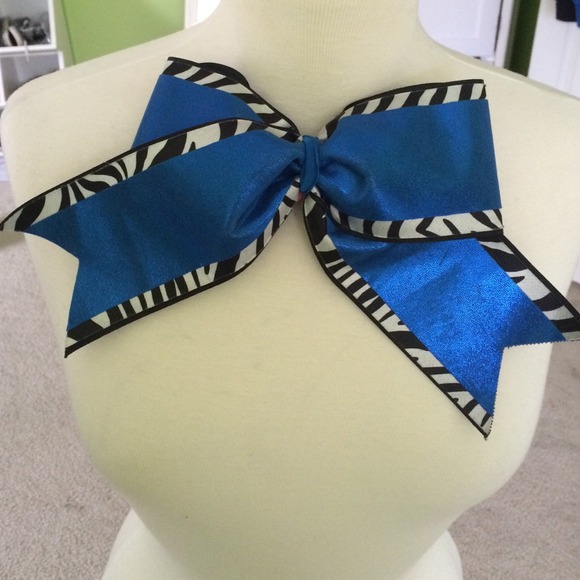 NEW Blue & Zebra Print Cheer Bow🎀