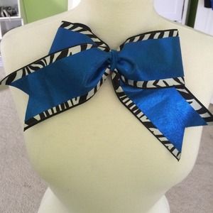 NEW Blue & Zebra Print Cheer Bow🎀