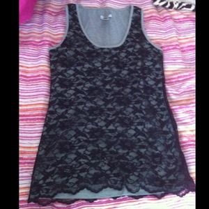 Caché black lace tank top
