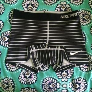 Nike Pro Shorts (BLACK AND WHITE STRIPE)